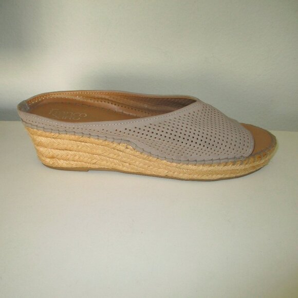 Franco Sarto Tan Laser-cut Leather 1" Platform Wedge Espadrille - Size 9.5M - Picture 3 of 9